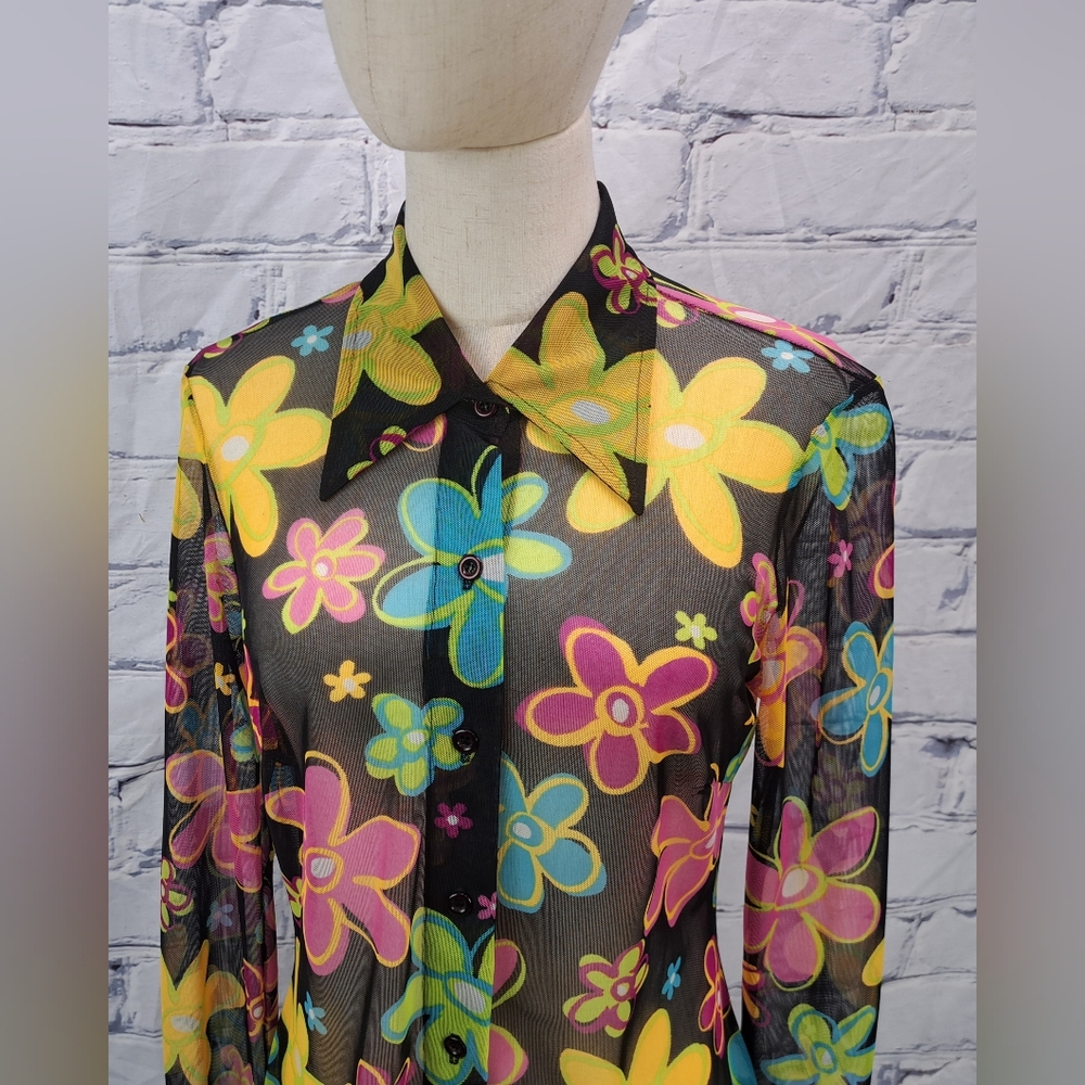 XOXO In America and Abroad Women's Shirt Hippie Floral Vintage 90s 80s Medium - Picture 2 of 13